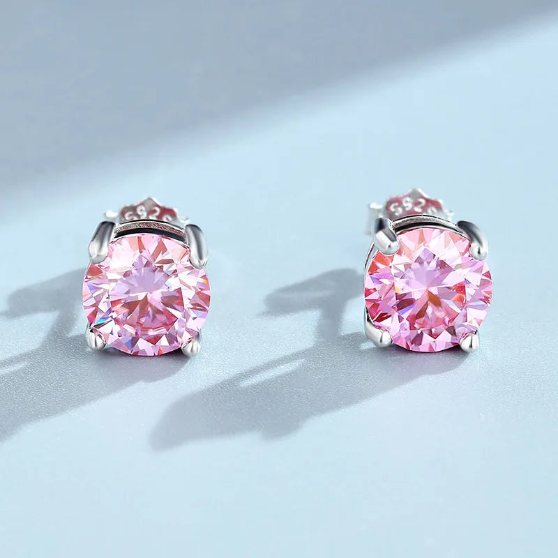 ArtistA Factory Multi-Carat Round Brilliant Moissanite Martini-Set S925 Silver Sleek Sophistication Gender-Fluid Solitaire Stud Earrings