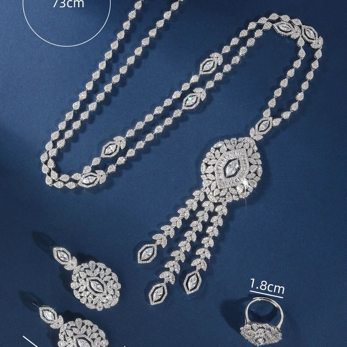 Long Tassel Necklace Set for Women's Cubic Zirconia Bridal Jewelry Trendy Sweater Necklace with Pendant