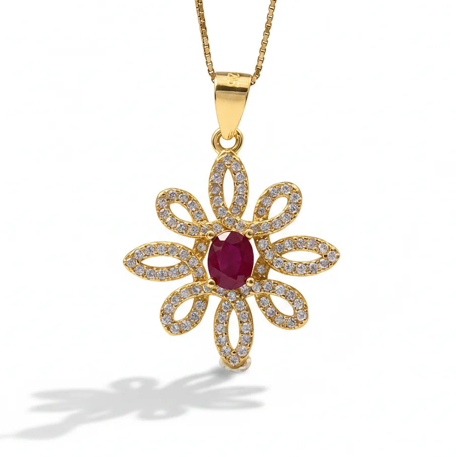 Gioiellieri July Birthstone Ruby Pendant with 925 Sterling Silver for Women Natural Red Gemstone Fine Jewelry Fashion Accessory Elegant Gift