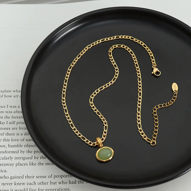 French Style Pendant Necklace & Earrings | Gold Plated Stainless Steel Everyday Fashion Jewellery