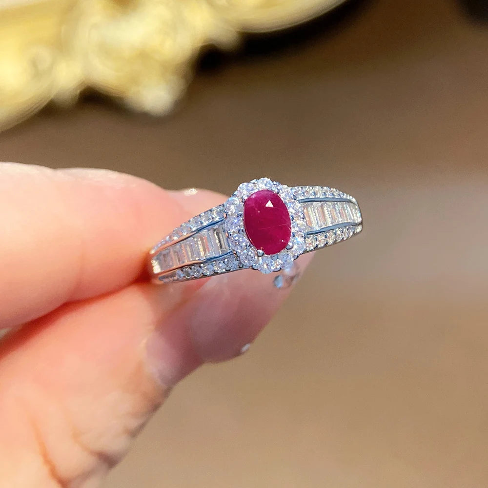 Gioiellieri Natural Ruby 925 Sterling Silver Ring Fashion Jewelry for Women Low Price Vintage Style Daily Party Gemstone Finger Gift