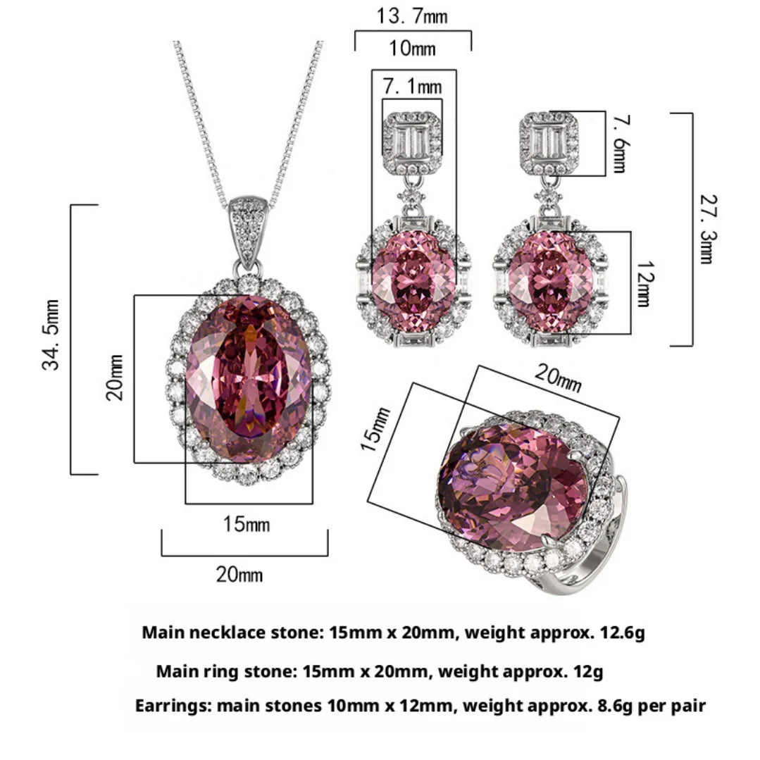 S&S Dried Rose Flower Jewellery Set – Pendant, Ring & Earrings – Platinum Plated – Collection