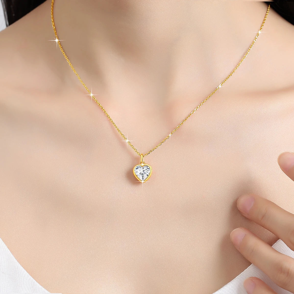 Gioiellieri Gold Jewelry Factory Classic Design Mini Women Engagement Fine Jewelry Genuine 14K Gold Heart Cut 1ct 2ct Moissanite Pendant