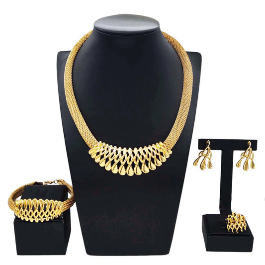 Zhuerrui Exquisite 18K Gold Jewelry Set High-end Necklace Bracelet Jewelry Sets Available Woman Costume Accessories HA20057