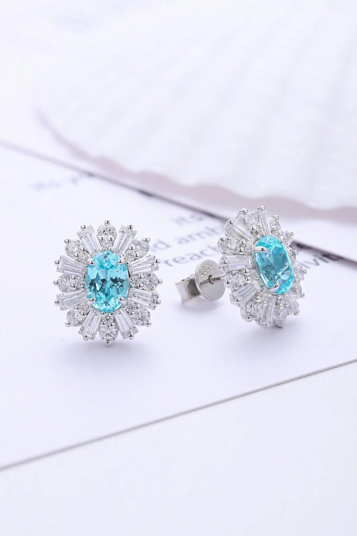 Gemfiori Anster High Quality S925 Lab Grown Paraiba Earring Stud Dainty Gemstone Stud Earrings for Women Daily Wear Gift