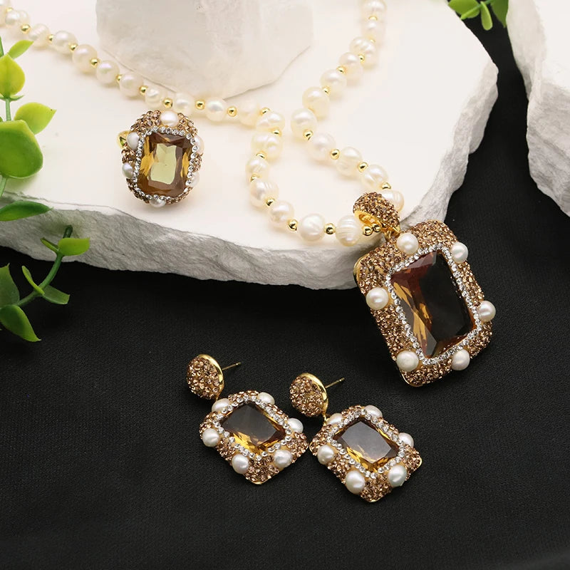 GLSEEVO 18K Gold Plated Zircon Bridal & Wedding Jewellery Sets — Luxury Vintage Collection | Necklace, Earrings, Ring & Bracelet
