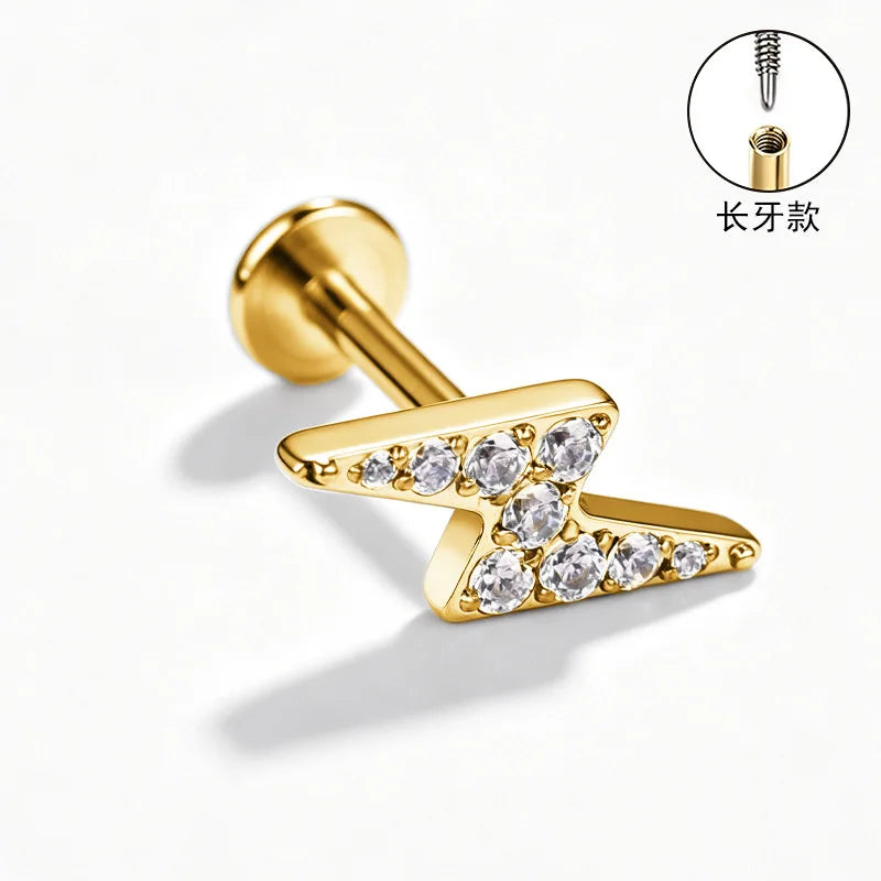 S&S ASTM F136 Titanium Zircon Helix Cartilage Stud | Gold | 31 Designs
