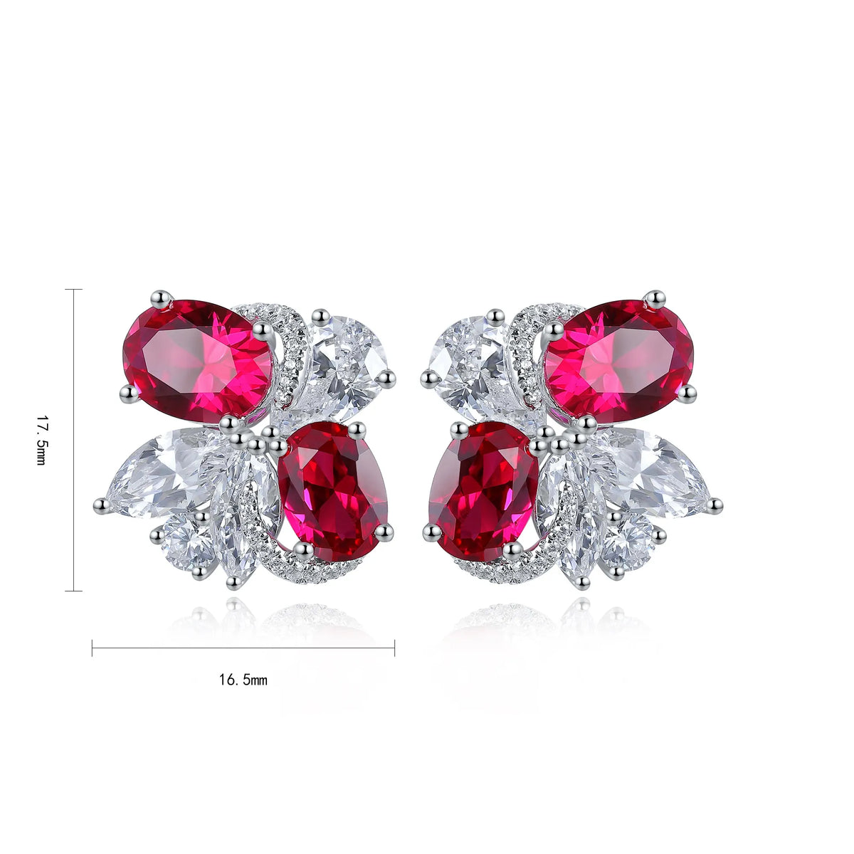 Gemfiori Anster High Quality S925 Lab Grown Ruby Earring Stud Dainty Gemstone Stud Earrings for Women Daily Wear Gift