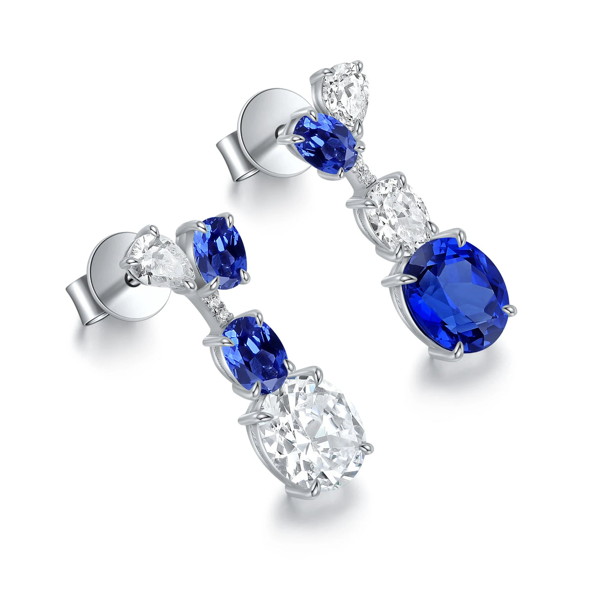 ArtistA S925 Sapphire Jewelry Lab Gemstone Earring Drop Luxury Jewelry Set Sterling Silver Earrings