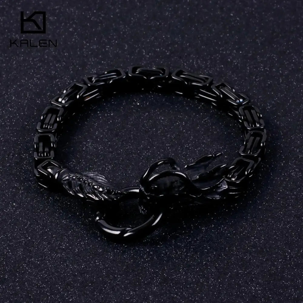KALEN Stainless Steel Gold/Black Dragon Charm Bracelets for Men