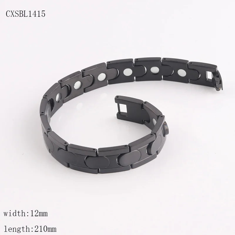4 Color Available Magnetic Hematite Ion Energy Germanium Bracelets Titanium Stainless Steel Bio Therapy Bracelets