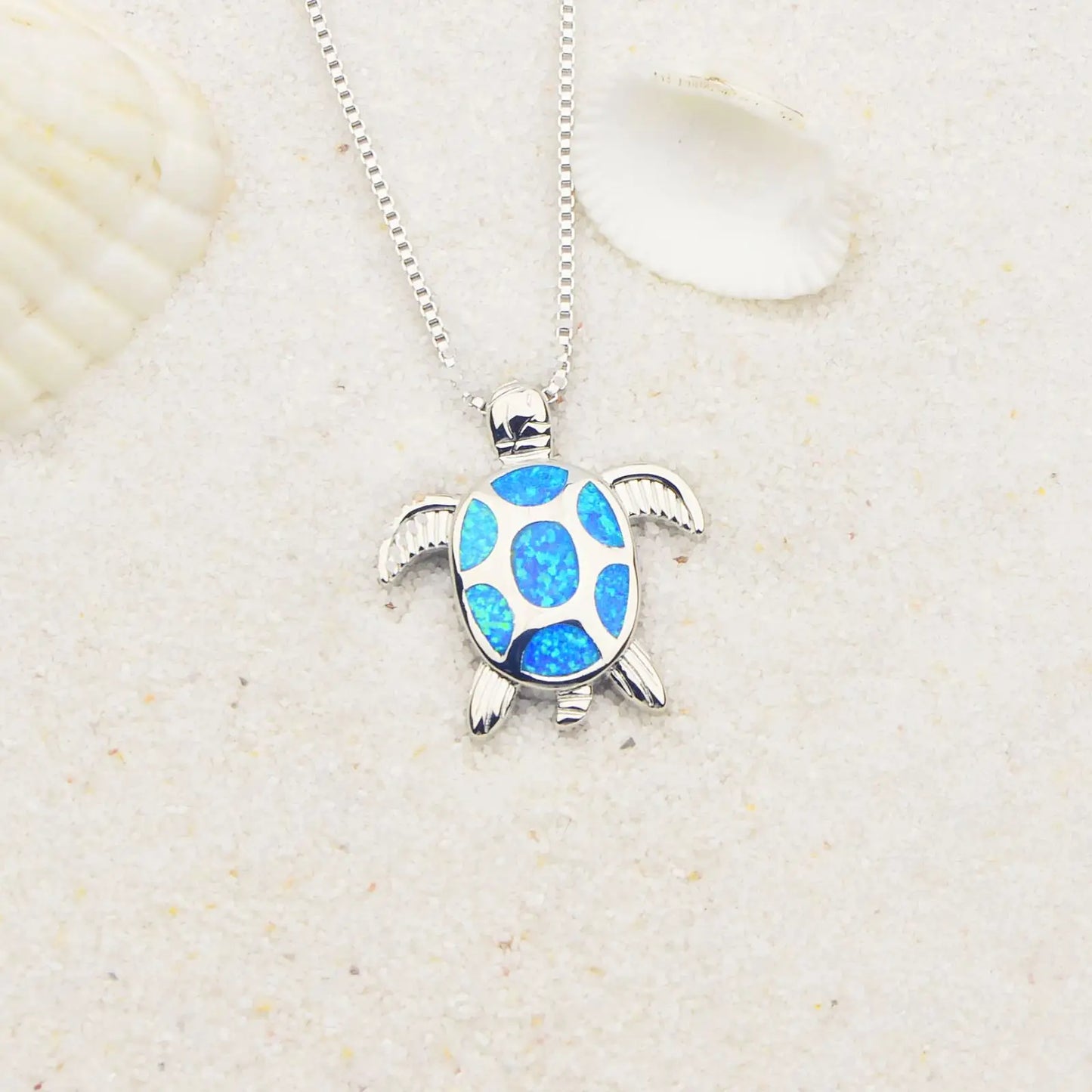 Ocean Theme Turtle Necklace Aobao Opal Inlaid Starfish Detail Fashion Jewelry