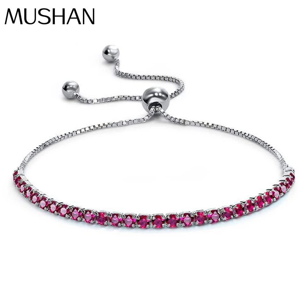MUSHAN Jewelry Factory 2.5mm All Body 925 Silver Couple Style Full Diamond Simple Bracelet Versatile and Adjustable by Sliding