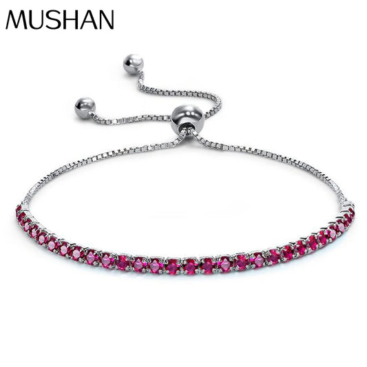 MUSHAN Jewelry Factory 2.5mm All Body 925 Silver Couple Style Full Diamond Simple Bracelet Versatile and Adjustable by Sliding