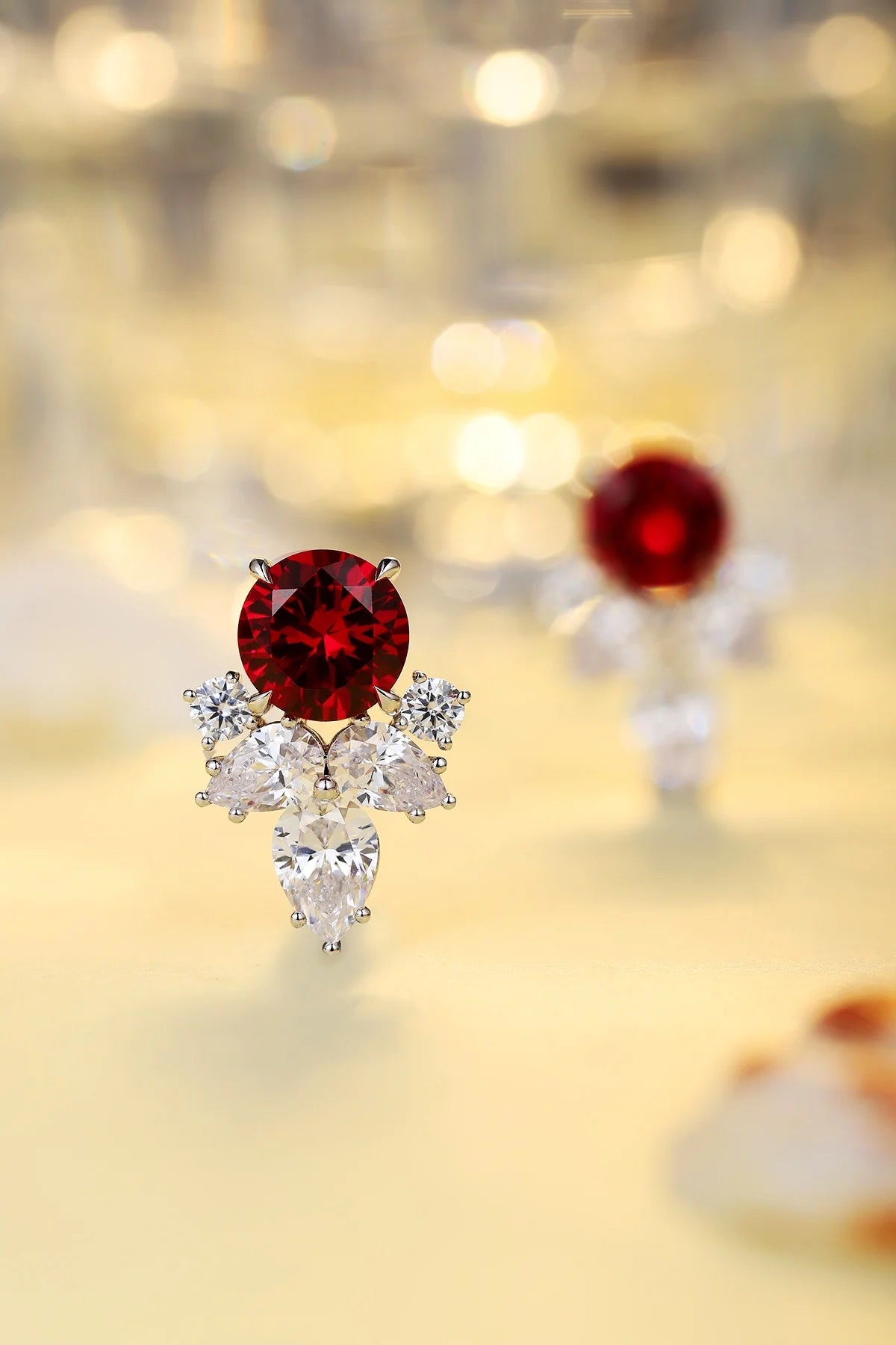 Gemfiori Anster High Quality S925 Lab Grown Ruby Earring Stud Dainty Gemstone Stud Earrings for Women Daily Wear Gift