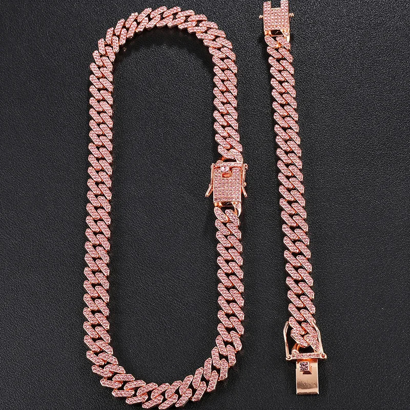 BiG-BOSS NEW Product Hip Hop Cuban Link Chain Choker Necklace Iced Out Rapper Crystal Necklace Fashion Bling Rhinestone Jewelry Gift
