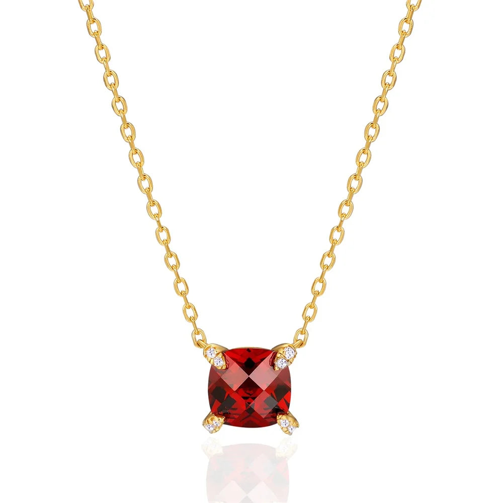 ArtistA KRKC 5A Zircon 18K Real Gold 925 Sterling Silver Diamond Pendant Birthstone Necklaces for Women