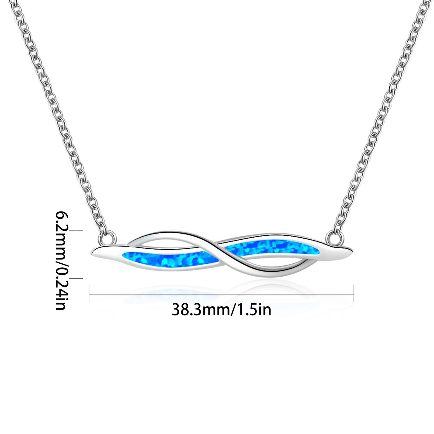 Geometric Silver Plated Copper Alloy Opal Lariat Necklace for Women Aobao