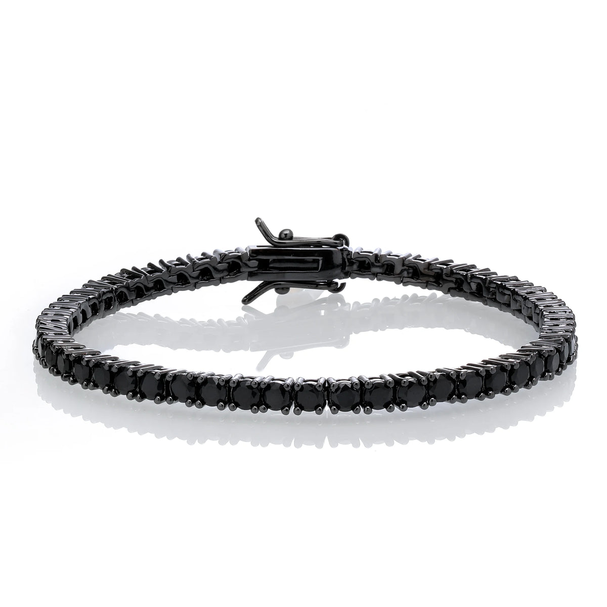 BiG-BOSS Fine Jewelry 3mm Round Cubic Zircon Black Gold Necklace Hip Hop Jewelry Black Stone Tennis Chain Men Necklace