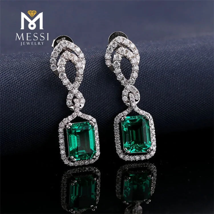 Gemfiori Messi Jewelry Vintage 14k 18k Gold Jewelry Earring Women Earring Long Pendant Emerald Drop Earings