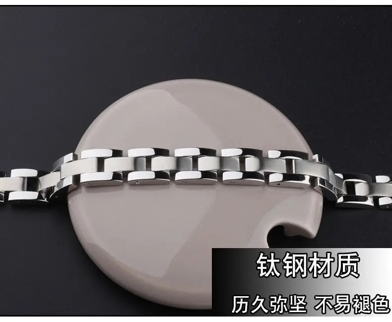 Classic Titanium Germanium Steel Women's Men's Magnetic Fashion Jewelry Bracelet