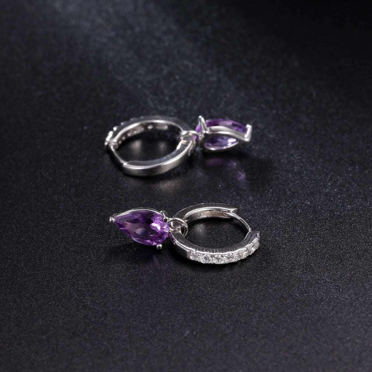 ArtistA Abiding Natural Amethyst Gemstone 925 Sterling Silver Hoop Earrings Jewelry for Women Bridal