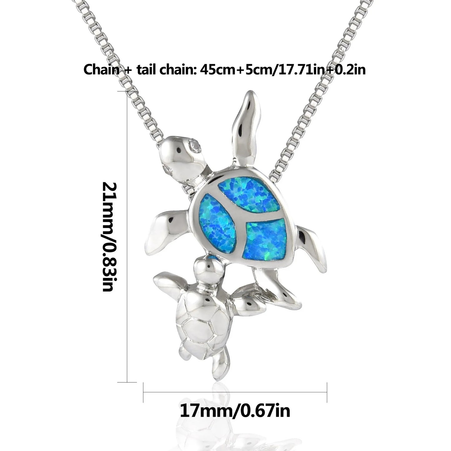 TikTok Ins Viral Blue Opal Double Turtle Pendant Necklace | Cute Animal Statement Jewelry Wholesale