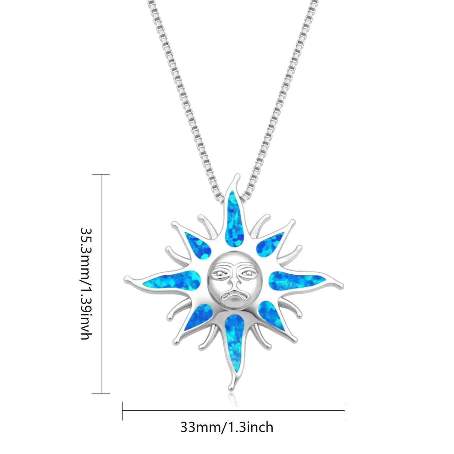 TikTok Must-Have Copper Silver Plated Blue Opal Pendant | Minimalist Starfish Link Chain Women's Necklace Gift Occasions