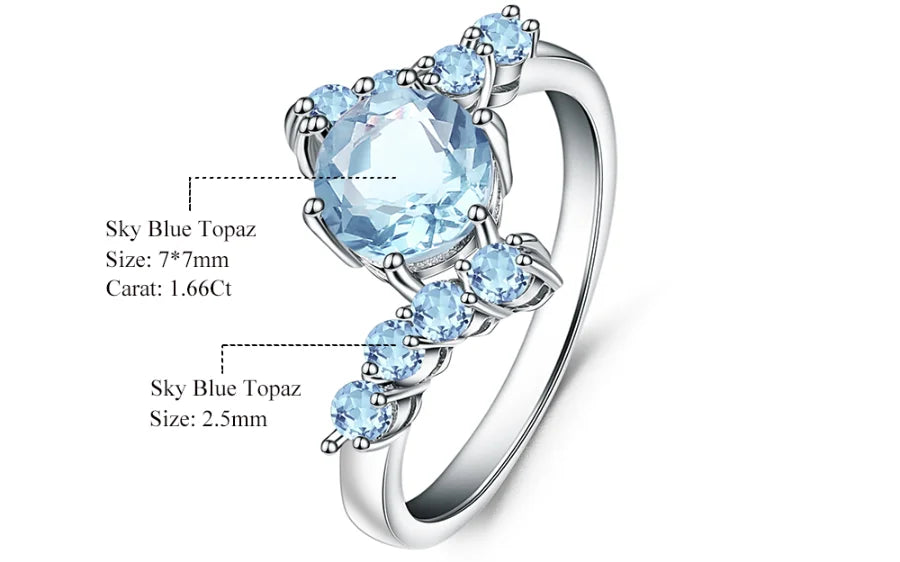 ArtistA Twisted Design Abiding Classic Natural Gemstone Sky Blue Topaz 925 Sterling Silver Earrings Ring Women Fine Jewelry Set