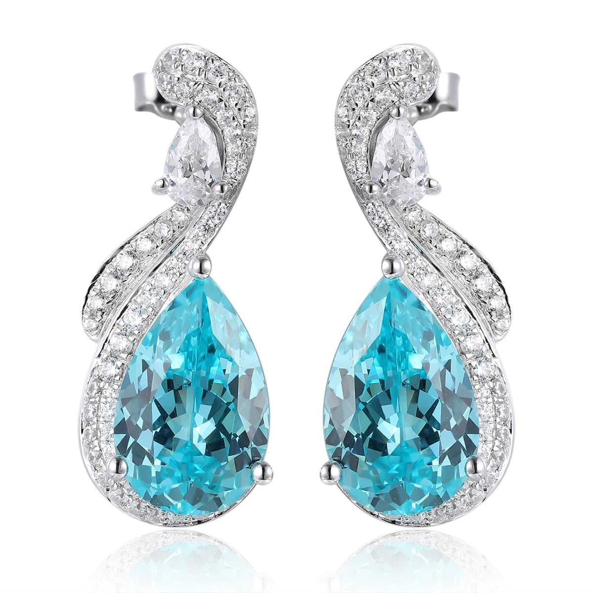 Gemfiori Custom Women's Perabia fusion Pear Earrings 925 Sterling Silver Customized Symmetrical Design Earrings for Jewelry