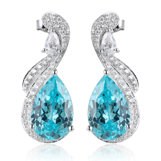 Gemfiori Custom Women's Perabia fusion Pear Earrings 925 Sterling Silver Customized Symmetrical Design Earrings for Jewelry