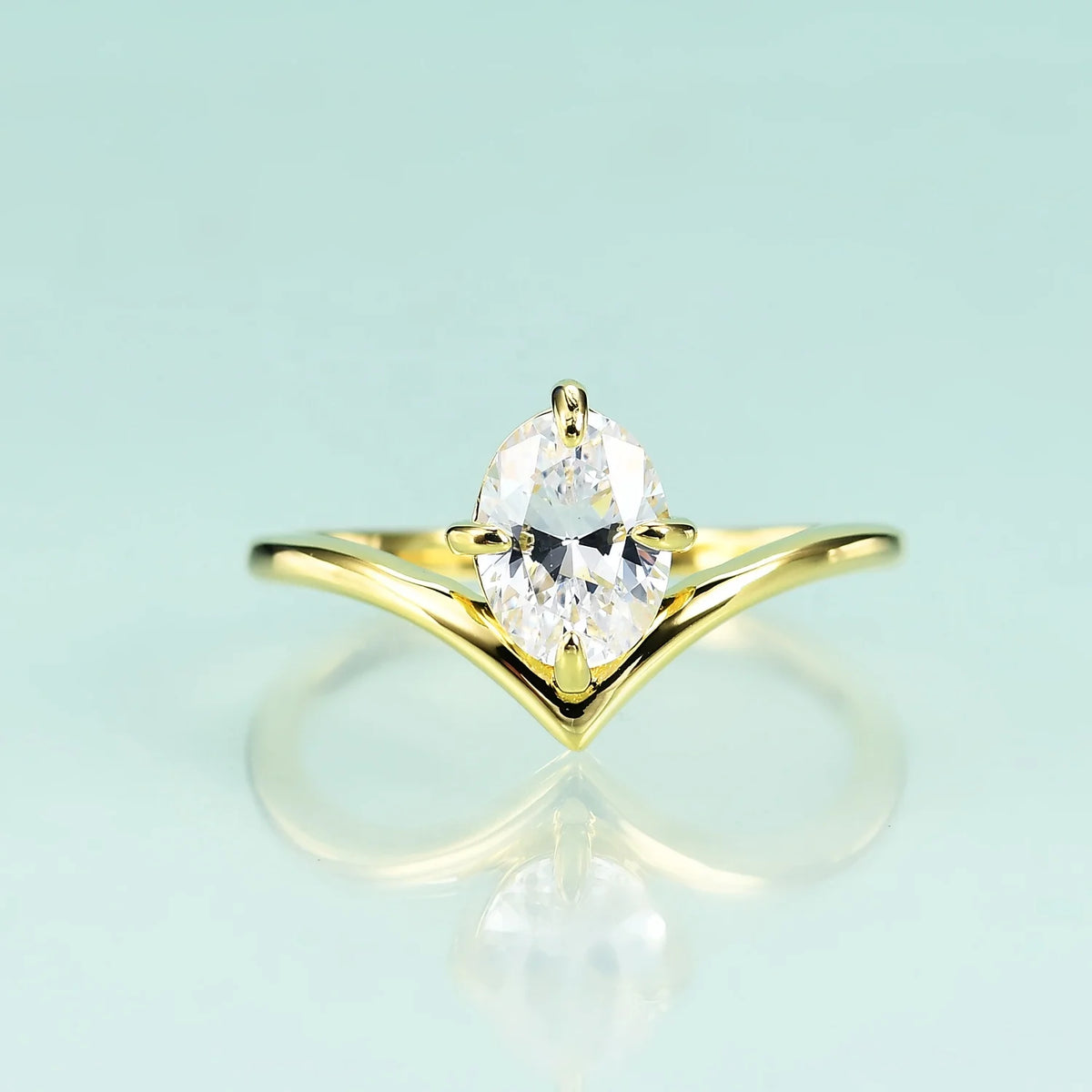 Gemfiori Price 925 Sterling Silver Gold Plated Colorful Gemstone Oval Cut 6x8mm Drop-Shaped Dainty Gemstone Tear Drop Ring