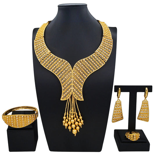 Zhuerrui Italiano Gold Designs Women Jewellery Set Party Fine Costume Jewelry Set Luxury Big Necklace Jewellery Sets X0007530
