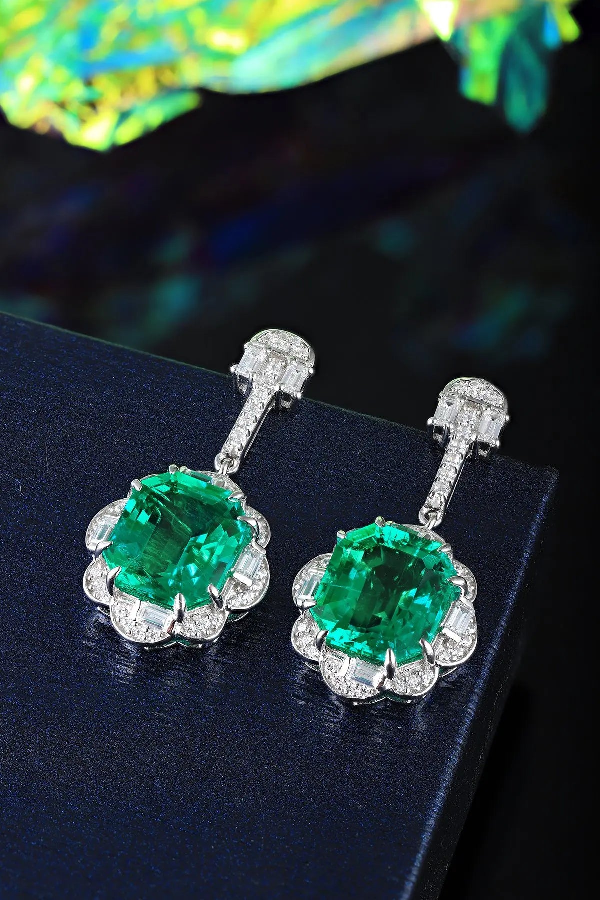 Gemfiori Anster High Quality S925 Lab Grown Emerald Earring Stud Dainty Gemstone Stud Earrings for Women Daily Wear Gift