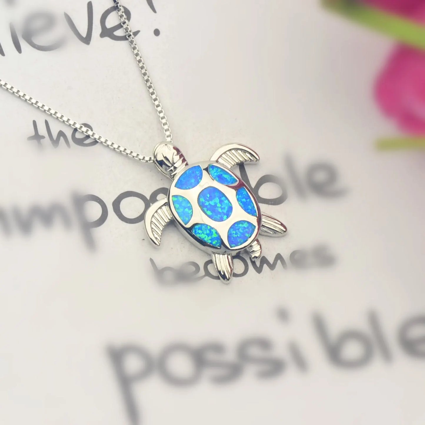 Ocean Theme Turtle Necklace Aobao Opal Inlaid Starfish Detail Fashion Jewelry