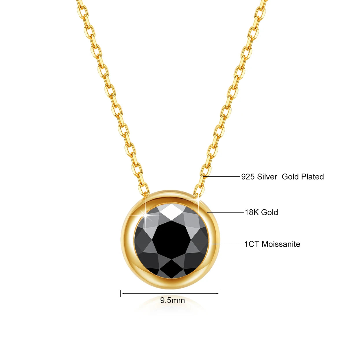 Gioiellieri - Classic 18K Gold Moissanite Women's Pendant Necklace for Bride Statement 12 Month Birthstone Charms Jewelry Gifts