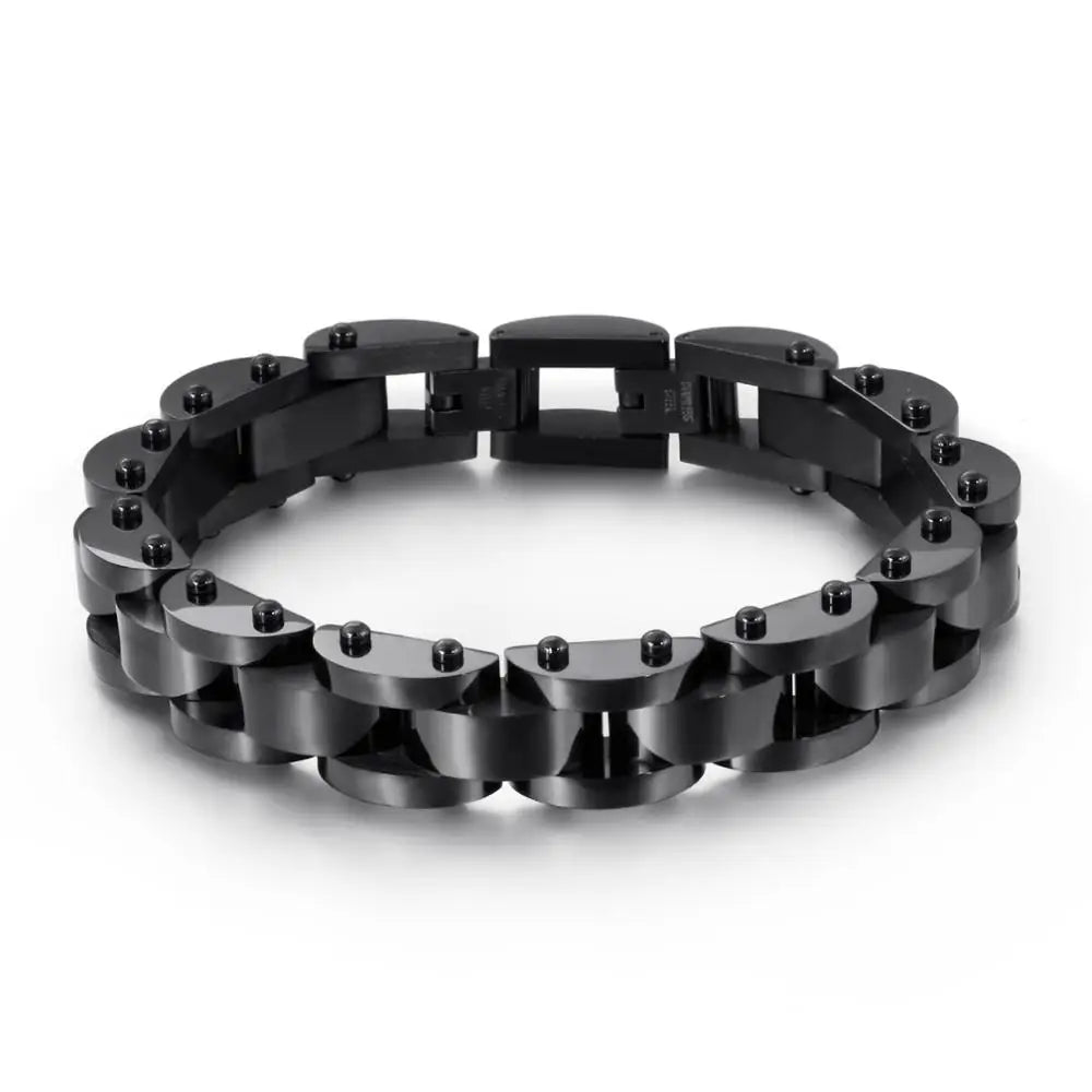 KALEN Stainless Steel Gold Plated Bike Chain Bracelets for Men