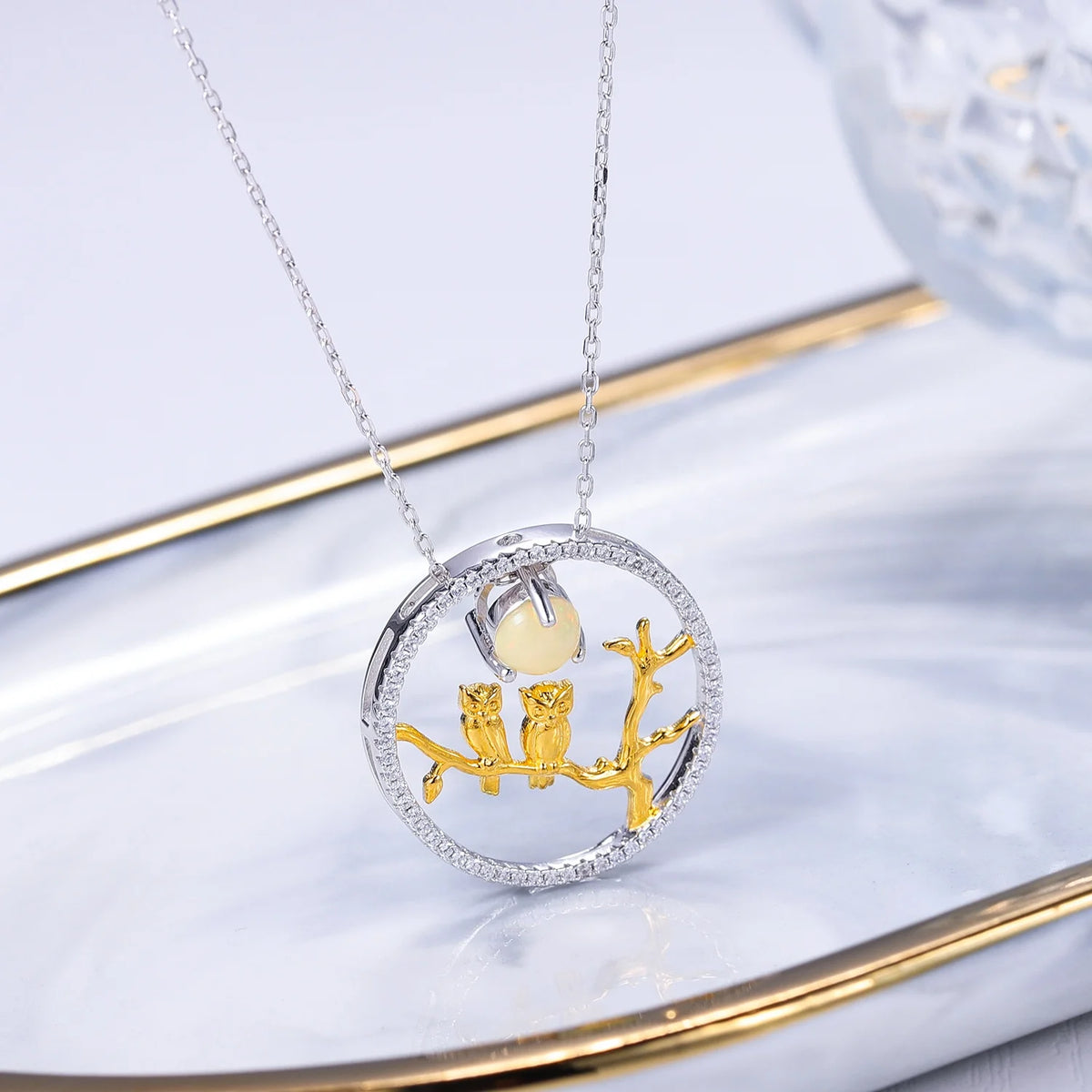 ArtistA C8122 Abiding Universe Element Star Moon 925 Sterling Silver Swiss Blue Topaz Milky Blue Moonstone Planet Pendant for Necklace