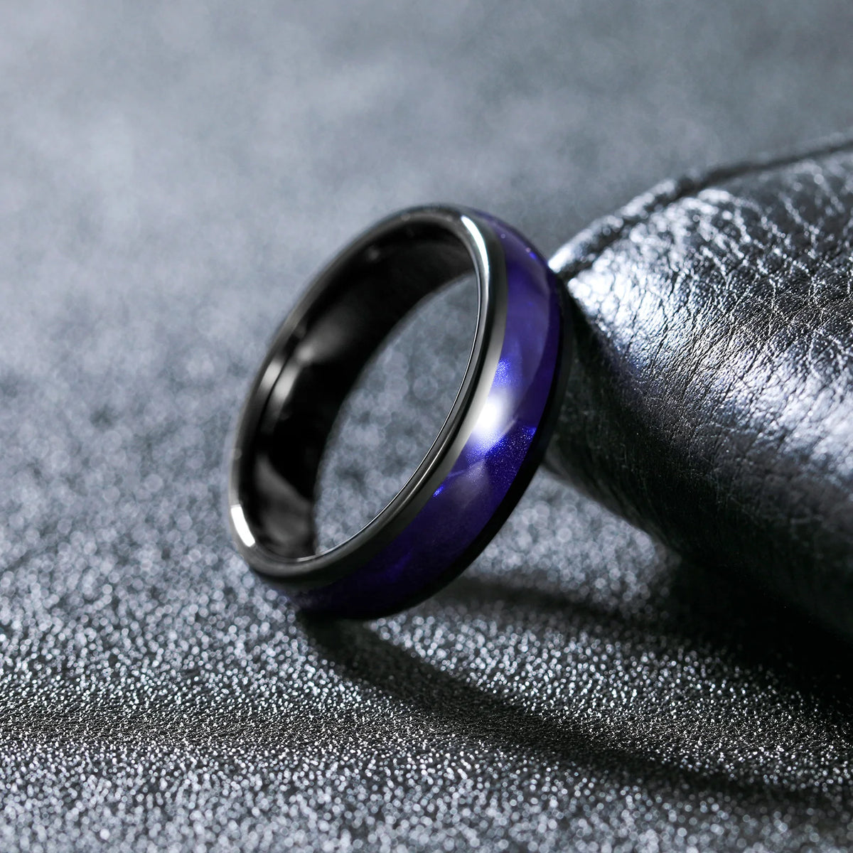 REBEL Blue Crushed Shell Inlay Tungsten Carbide Ring