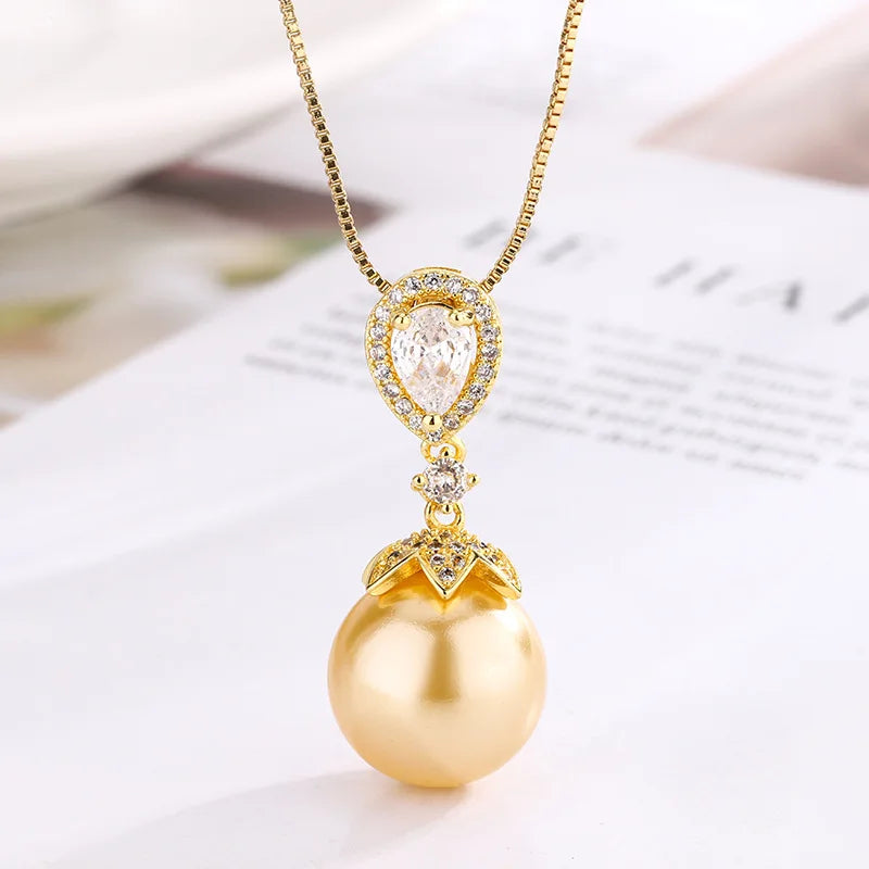 Gemfiori New Chinese Style Light Luxury Pearl Earrings Retro Elegant Micro Inlaid Design Pendant Exquisite Simple Fashion Set
