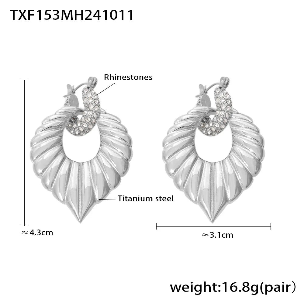 Big Love Heart Zircon Necklace & Earrings | Sparkly Rhinestone Stainless Steel Gold Fashion Jewellery