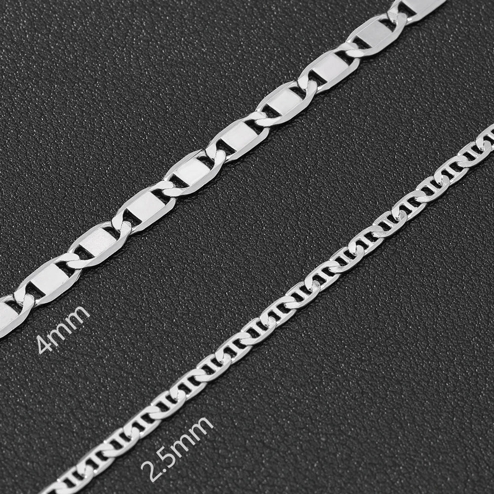 S&S Diamond-Cut Flat Sailor Chain Necklace | 925 Sterling Silver | S&S
