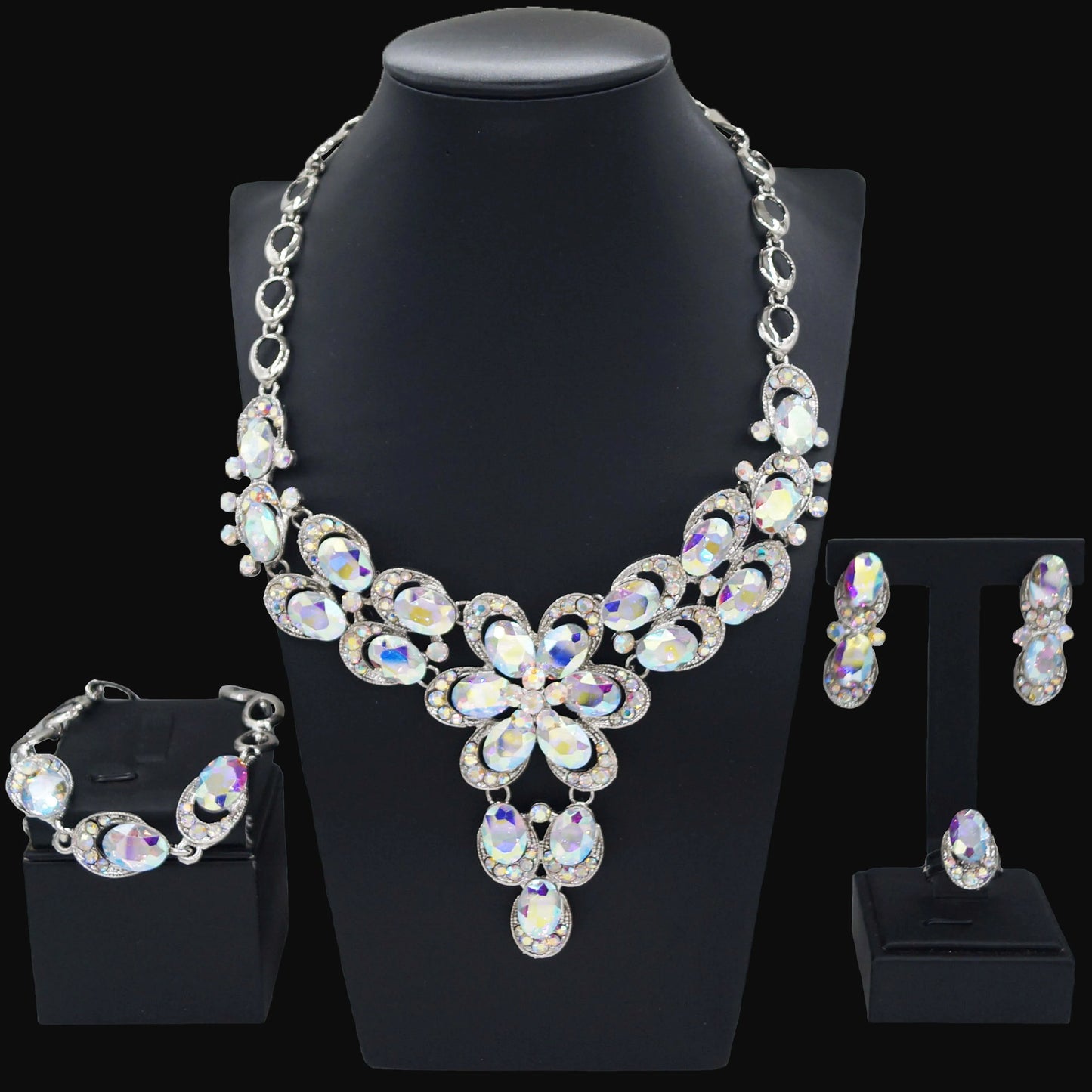 Zhuerrui Customized Women's Gold Jewelry Sets Simple Silver Beads Necklace Jewelry Set Fashionable Bridal Wedding Gift HA23284