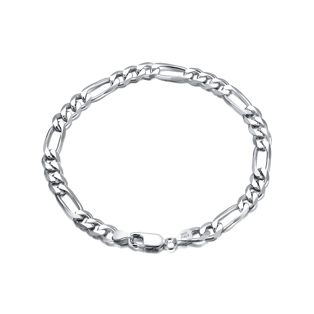BiG-BOSS Mother-Child Figaro Chain S925 Sterling Silver Electroplated Unisex Necklace Pendant Hot-Selling Factory Direct