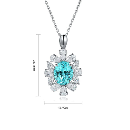 Gemfiori Anster 925 Sterling Silver High-quality Cultivated Paraiba Necklace - Suitable for Parties or As a Gift