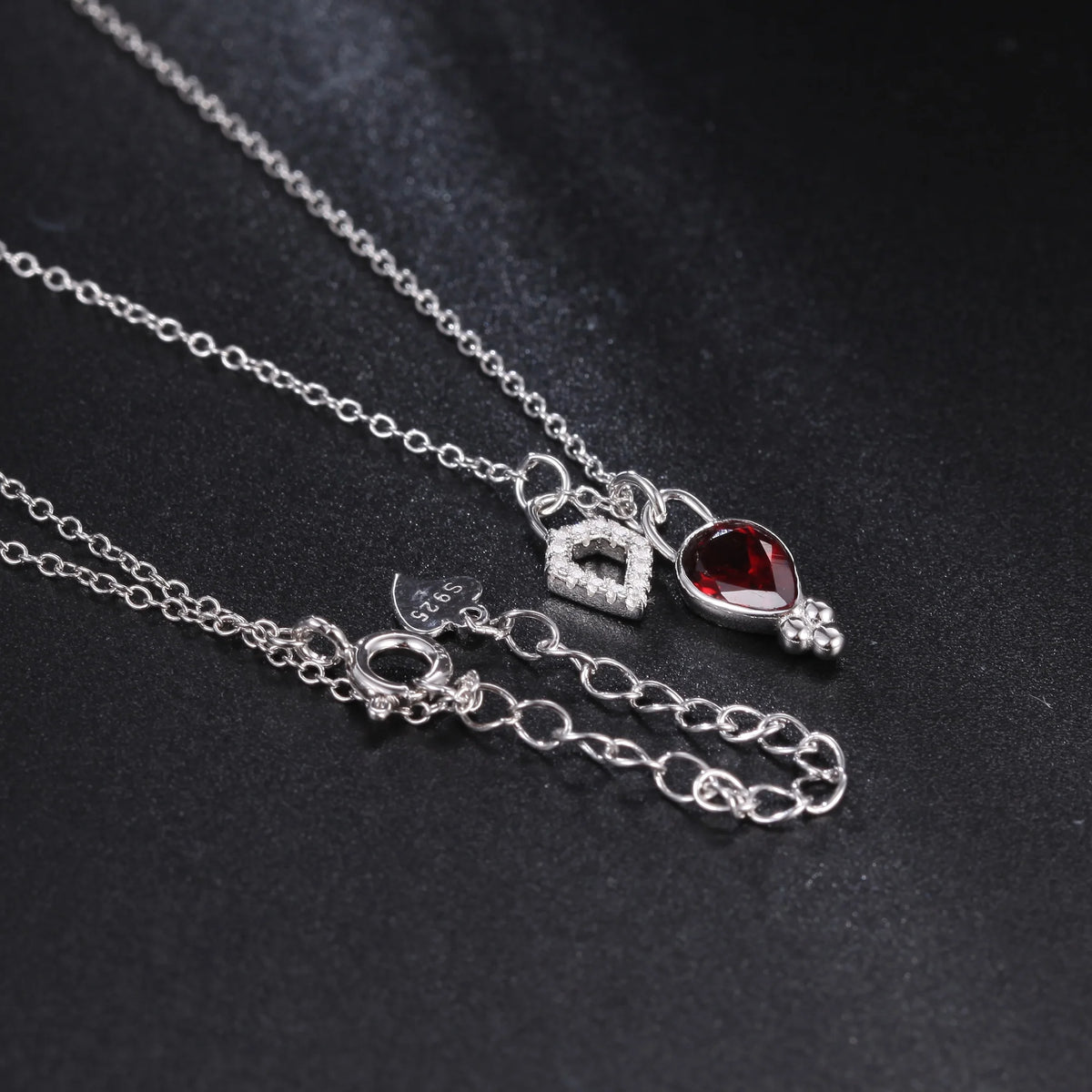 ArtistA OL0875 Abiding Natural Gemstone 925 Sterling Silver Rose Quartz Garnet Pendant Necklace Earring Jewelry Sets for Women Wedding