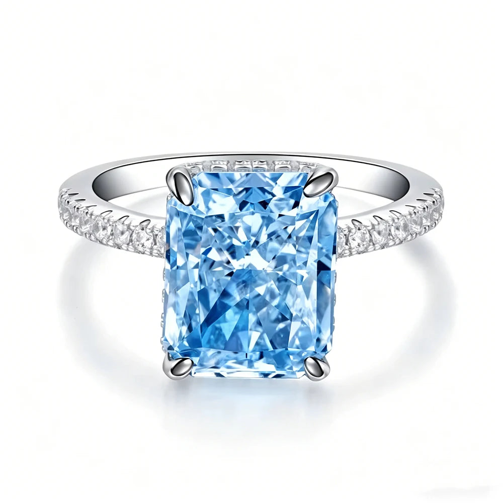 Waterproof Women 925 Sterling Silver Iced Out 5A Zirconia Ring Engagement Anniversary Candy Colors Rings Jewelry Supplies