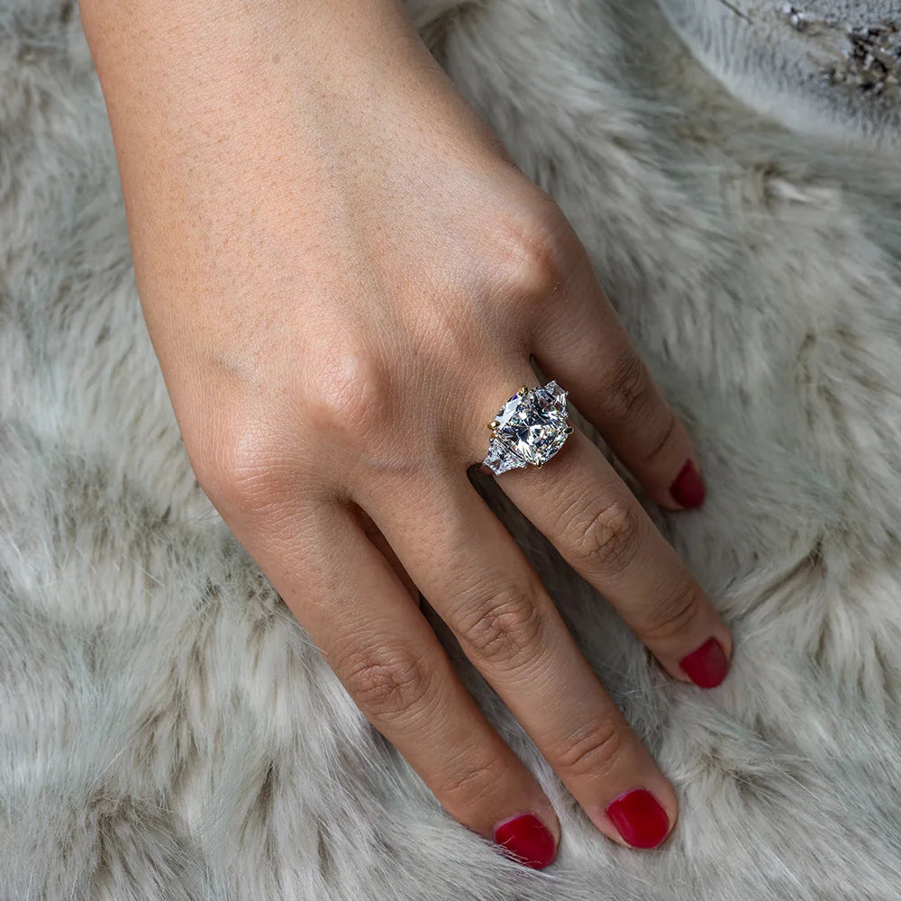 MUSHAN Jewelry Factory 10*12  6 Carat Pure Silver With Imitation Diamonds Simple and Elegant European and American Style