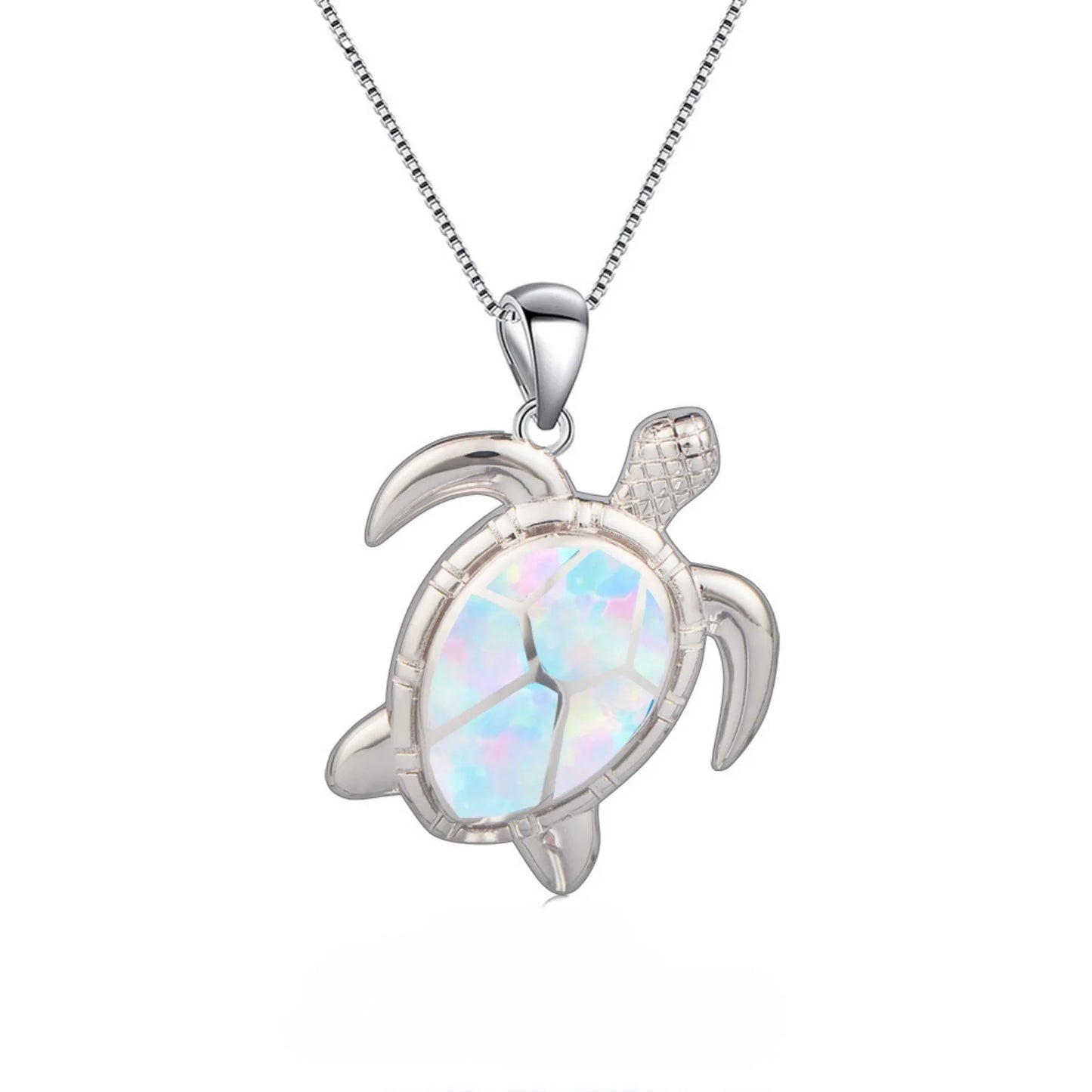 European American Fashion New Opal Big Turtle Necklace Brass Clavicle Chain with Woolen Chain Opal Pendant Jewelry