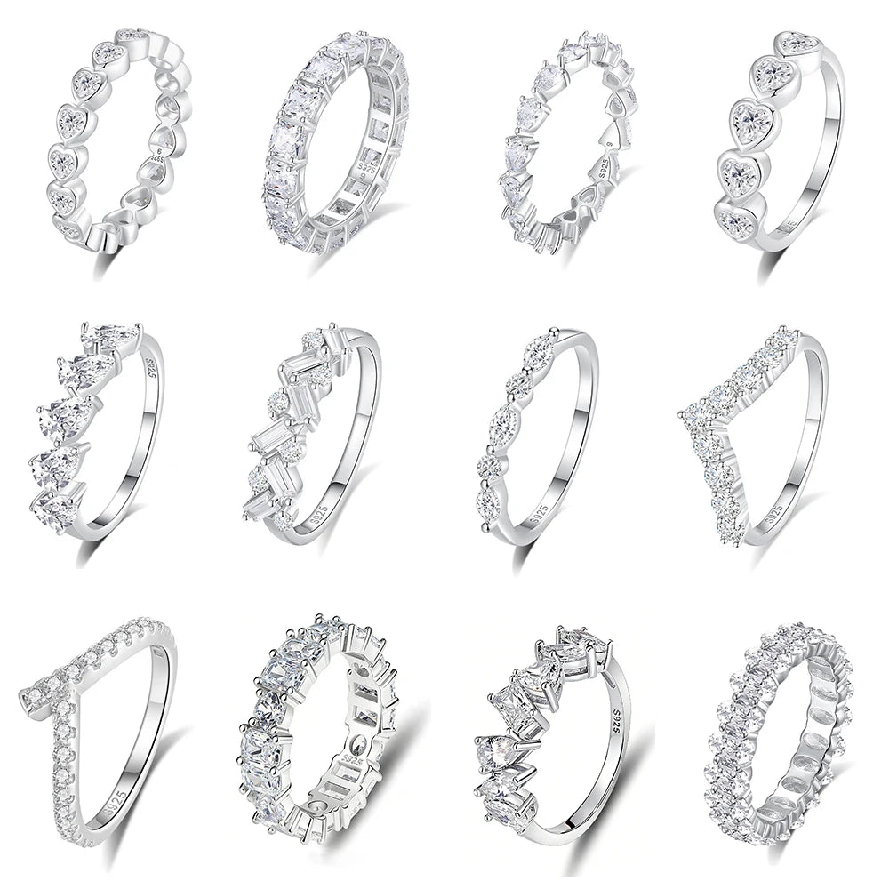 Anti-tarnish Women 925 Sterling Silver 5A 8A Zirconia Wedding Band Engagement Wedding Rings Fine Jewelry Customized Wholesale